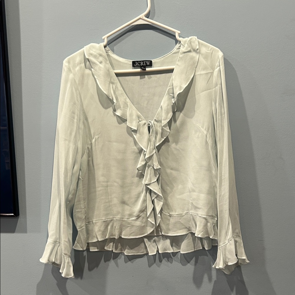 J. Crew Women's Soft Blue Ruffle Blouse - NWOT